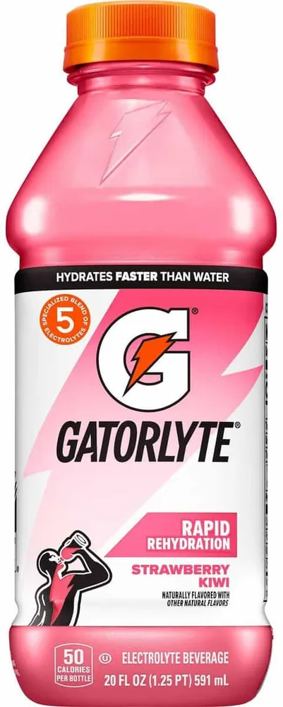 Gatorade G Gatorlyte Strawberry & Kiwi Rapid Rehydration Electrolyte Sports Drink Bottle (20 fl oz)
