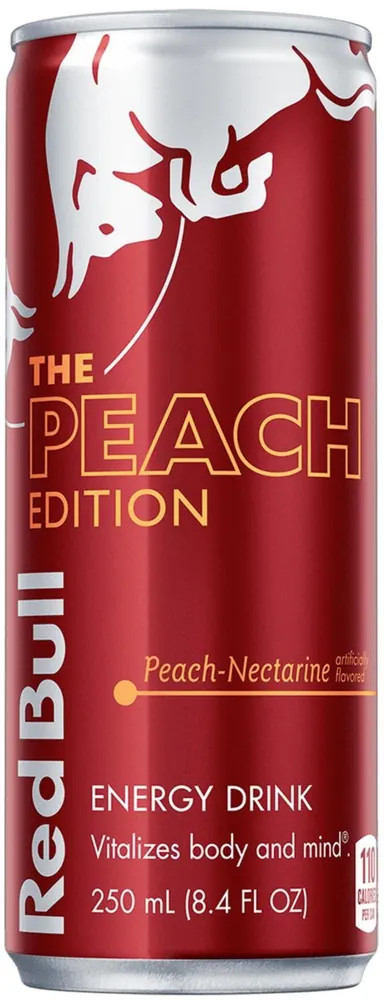 Red Bull Caffeine the Peach Flavor Edition Nectarine Energy Drink Can (8.4 fl oz)