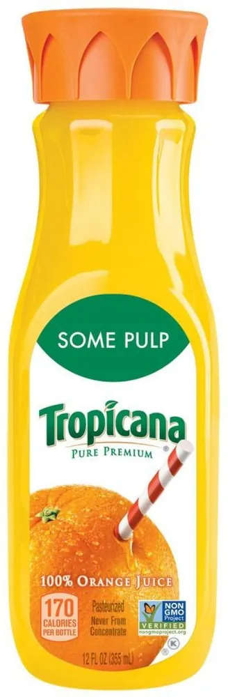 Tropicana Pure Premium Calcium & Vitamin D Some Pulp 100% Orange Juice Bottle (12 fl oz)